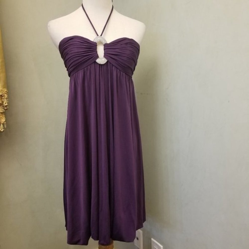 Niteline Purple rhinestone bubble halter dress women's size 2 (286) - Picture 7 of 9